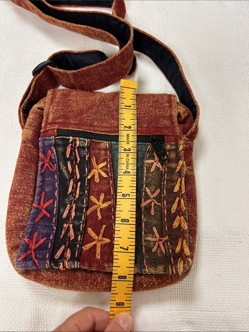 Bohemian Embroidered Crossbody Bag in Rust image 3